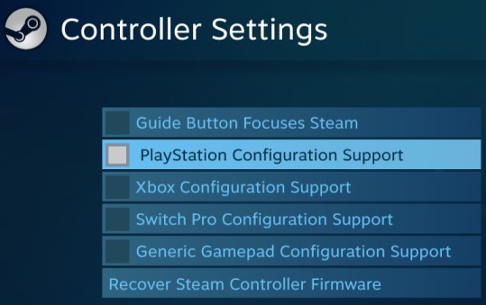 disable xbox and playstation configuration support