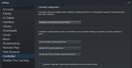 steam controller settings